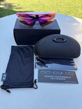 Oakley Pink Frame Sunglasses with Purple-Orange Prizm Lenses